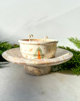 Limited Edition Holiday Scented 6.5 oz Coconut Soy Wax Candle-Hand-Painted Christmas Tree Reusable Ceramic Dish