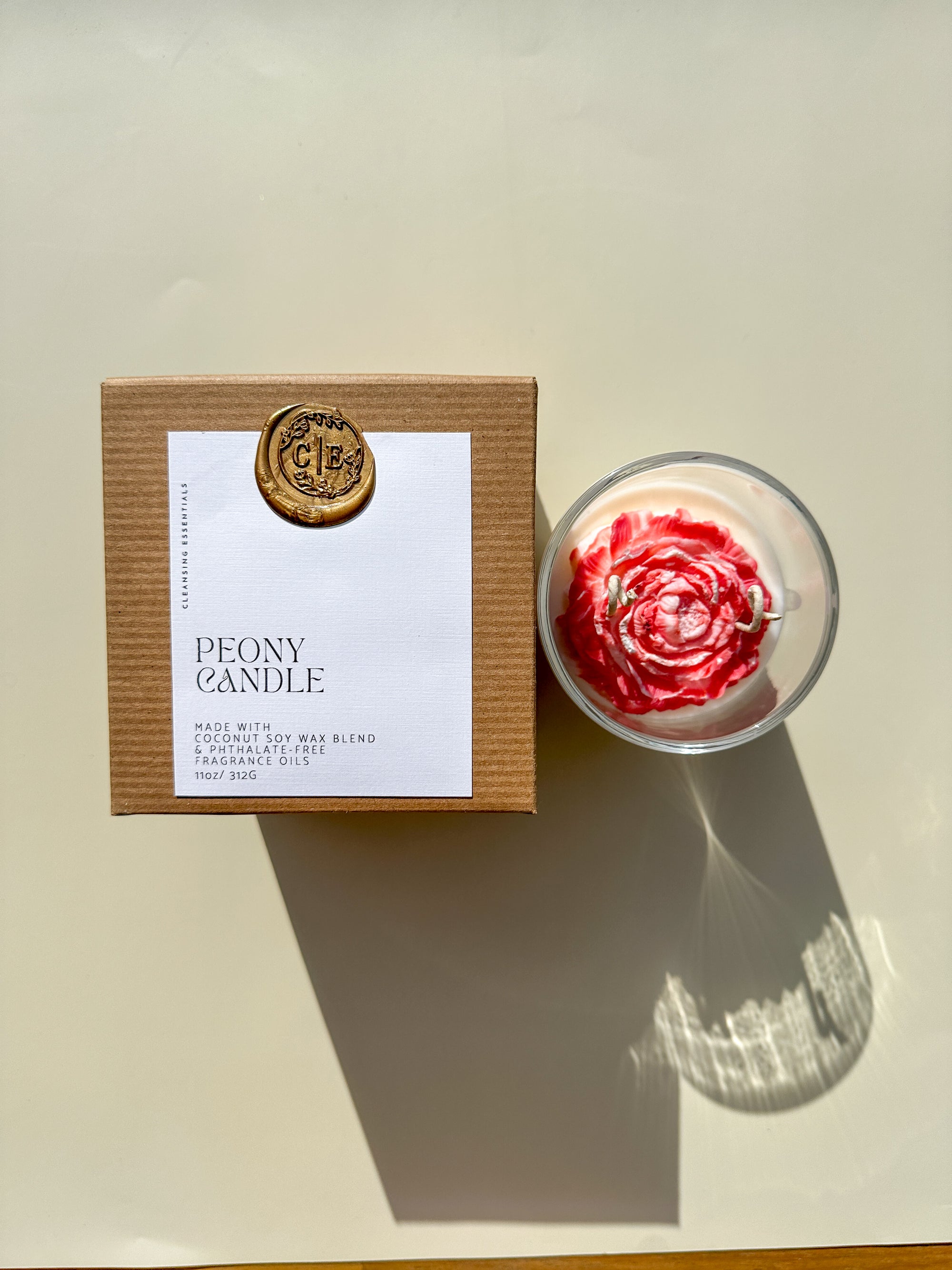 Peony Glass Candle 12oz
